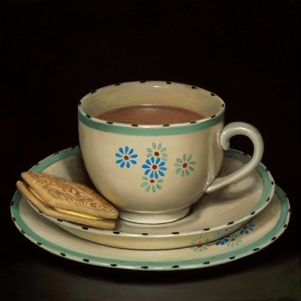 TEASCAPE WITH CUSTARD CREAM ~ Archival print
