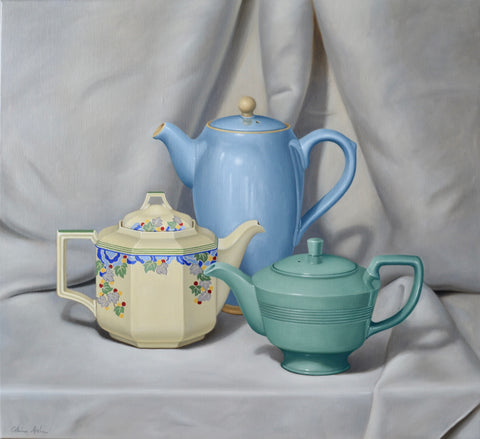 STILL LIFE WITH TRIO OF TEAPOTS