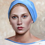 WOMAN IN A BLUE HEAD SCARF