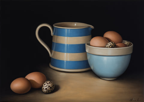 STILL LIFE WITH BLUE & CREAM JUG